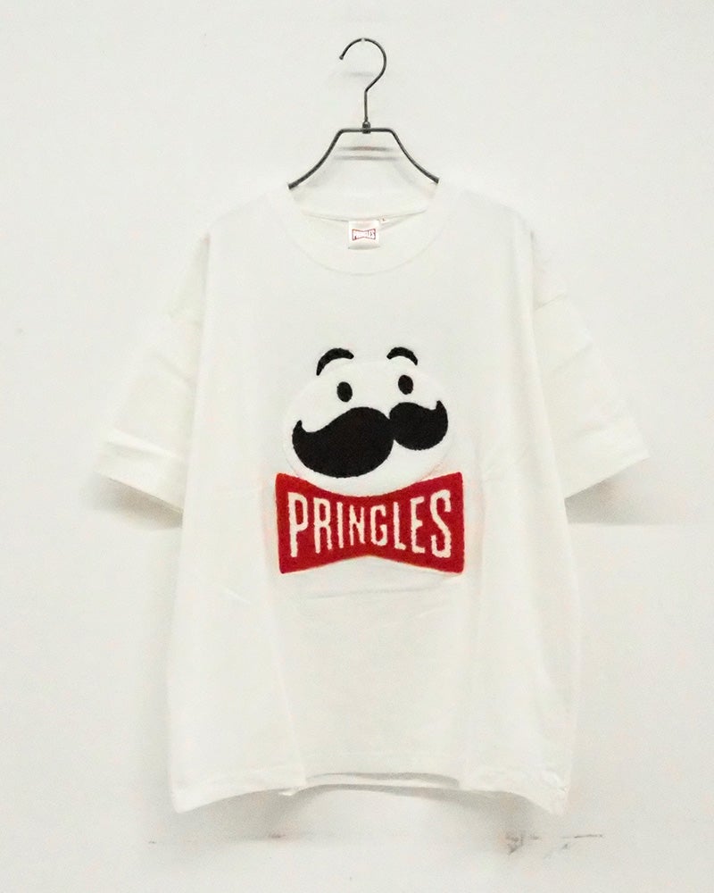 PRINGLES　プリングルズ　サガラT　半袖　サガラ刺繍　ミスターP　企業キャラクター　立体ワッペン　ビッグシルエット　ドロップショルダー　ユニセックス　クルーネック