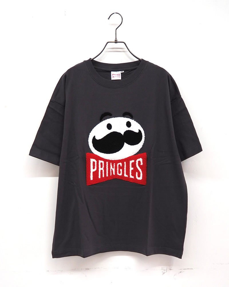 PRINGLES　プリングルズ　サガラT　半袖　サガラ刺繍　ミスターP　企業キャラクター　立体ワッペン　ビッグシルエット　ドロップショルダー　ユニセックス　クルーネック