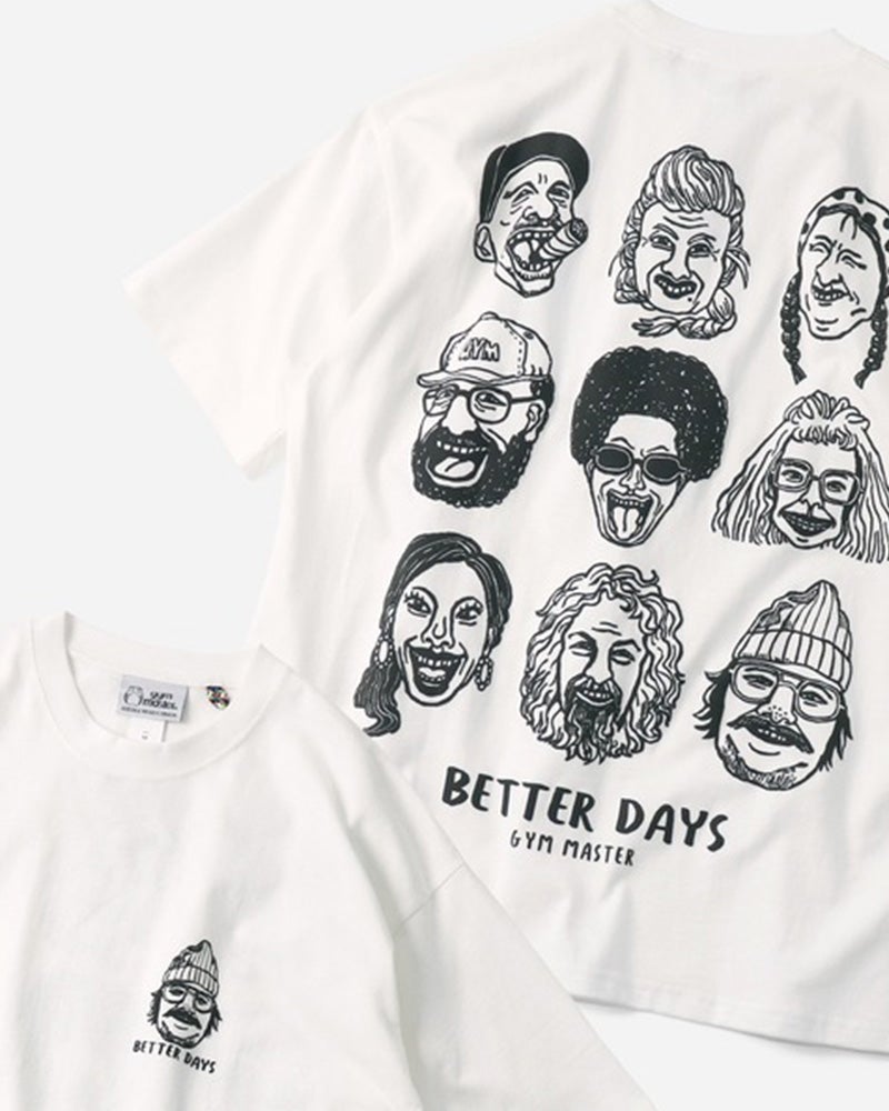 gym master　ジムマスター　BETTER DAYS ビッグTEE　半袖　バックプリント　ワンポイント刺繍　ビッグシルエット　ドロップショルダー　コットン100%　大人カジュアル