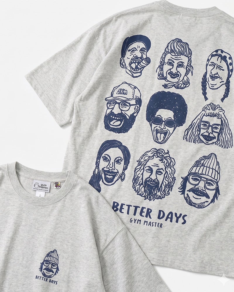 gym master　ジムマスター　BETTER DAYS ビッグTEE　半袖　バックプリント　ワンポイント刺繍　ビッグシルエット　ドロップショルダー　コットン100%　大人カジュアル