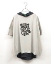 8Laboratory　エイトラボラトリー　天竺セットアップ　アンサンブル　2点セット　半袖ロゴTシャツ　ワイドシルエット　ドロップショルダー　ボーダー柄フードタンクトップ　レイヤードスタイル　綿100%　大人カジュアル