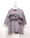limiless　リミレス　天竺ケミカル加工切替プルオーバー　半袖Tシャツ　カレッジロゴ　ケミカルウォッシュ　リメイク風切り替え　シームデザイン　ヴィンテージ風　ワイドシルエット　ドロップショルダー　綿100%　大人カジュアル