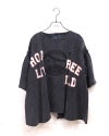 limiless　リミレス　天竺ケミカル加工切替プルオーバー　半袖Tシャツ　カレッジロゴ　ケミカルウォッシュ　リメイク風切り替え　シームデザイン　ヴィンテージ風　ワイドシルエット　ドロップショルダー　綿100%　大人カジュアル