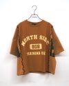 limiless　リミレス　天竺×ワッフルバイオウォッシュリメイクT　半袖Tシャツ　ワッフル切り替え　英字プリント　バイオウォッシュ加工　ヴィンテージ風　ワイドシルエット　ドロップショルダー　綿100%　大人カジュアル
