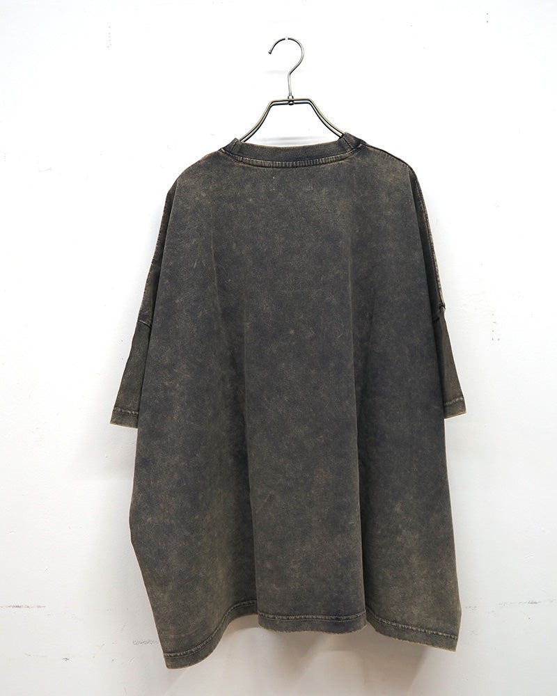 limiless　リミレス　デニムGジャン風切替T　半袖Tシャツ　デニムドッキング　リメイク風デザイン　カットオフ　胸ポケット　ワイドシルエット　ドロップショルダー　綿100%　大人カジュアル
