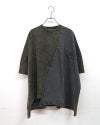limiless　リミレス　デニムGジャン風切替T　半袖Tシャツ　デニムドッキング　リメイク風デザイン　カットオフ　胸ポケット　ワイドシルエット　ドロップショルダー　綿100%　大人カジュアル
