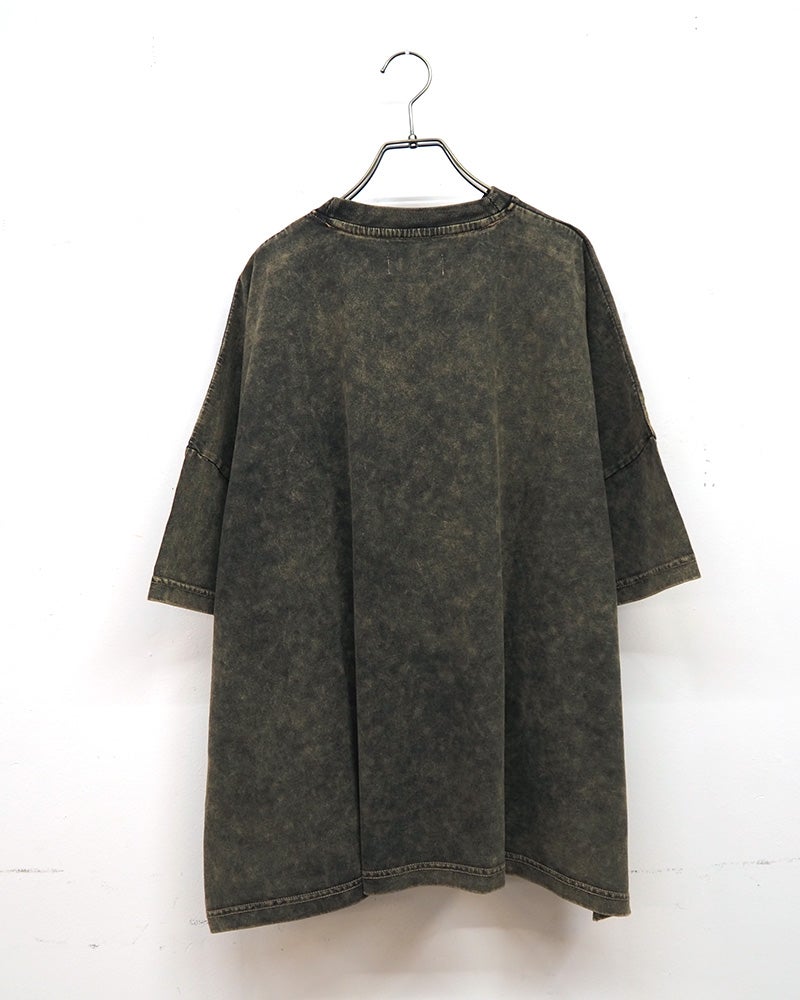 limiless　リミレス　デニムGジャン風切替T　半袖Tシャツ　デニムドッキング　リメイク風デザイン　カットオフ　胸ポケット　ワイドシルエット　ドロップショルダー　綿100%　大人カジュアル
