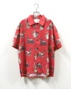 #Pokke ポッケ 総柄SSシャツ 半袖オープンカラーシャツ 開襟シャツ ルーズオーバーサイズ ドロップショルダー 手描き風コミカルイラスト総柄プリント ポップアニマル柄 前開き羽織り フリーサイズ 全4カラー ストリートカジュアル アメカジテイスト夏コーデ