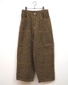 VISION STREET WEAR ヴィジョンストリートウェア リジットデニムダブルニーパンツ ワークペインターパンツ 未洗いノンウォッシュ ハリ感デニム生地 柔らか総柄生地 レオパード柄迷彩柄ツリー柄 配色ステッチデザイン バックポケットVステッチ ストレートワイドシルエット ユニセックス