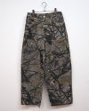 VISION STREET WEAR ヴィジョンストリートウェア リジットデニムダブルニーパンツ ワークペインターパンツ 未洗いノンウォッシュ ハリ感デニム生地 柔らか総柄生地 レオパード柄迷彩柄ツリー柄 配色ステッチデザイン バックポケットVステッチ ストレートワイドシルエット ユニセックス