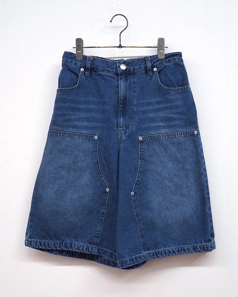 VISION STREET WEAR ヴィジョンストリートウェア VISIONスケーターデニムショーツ ハーフパンツ バギーワイドシルエット ひざ下丈
