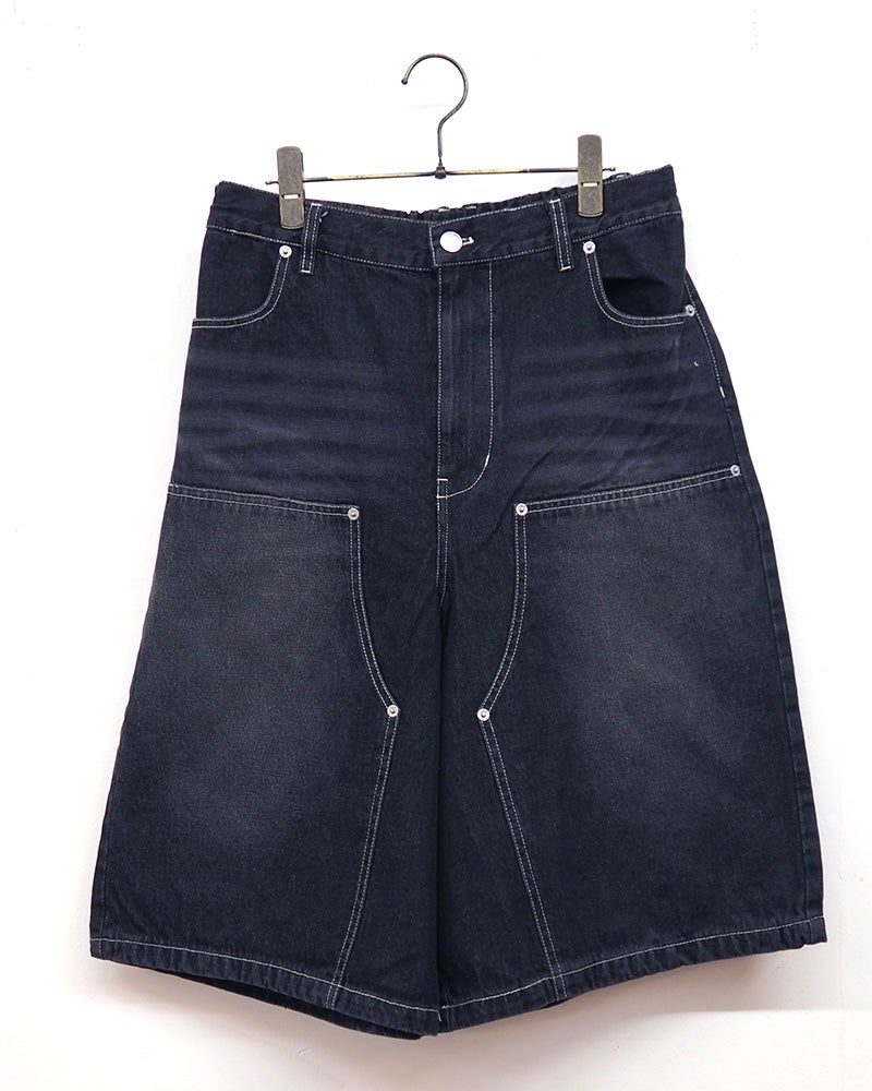 VISION STREET WEAR ヴィジョンストリートウェア VISIONスケーターデニムショーツ ハーフパンツ バギーワイドシルエット ひざ下丈
