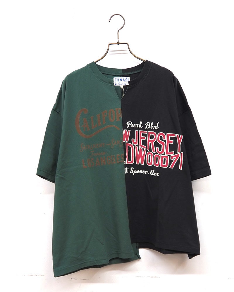 LIME.INC 天竺リメイク風プリントT 天竺 CALIFORNIA ロゴ プリント リメイク風 プリント Tシャツ