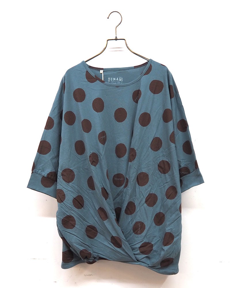 LIME.INC 天竺中水玉柄カシュクール ドルマン カシュクール トップス Tシャツ