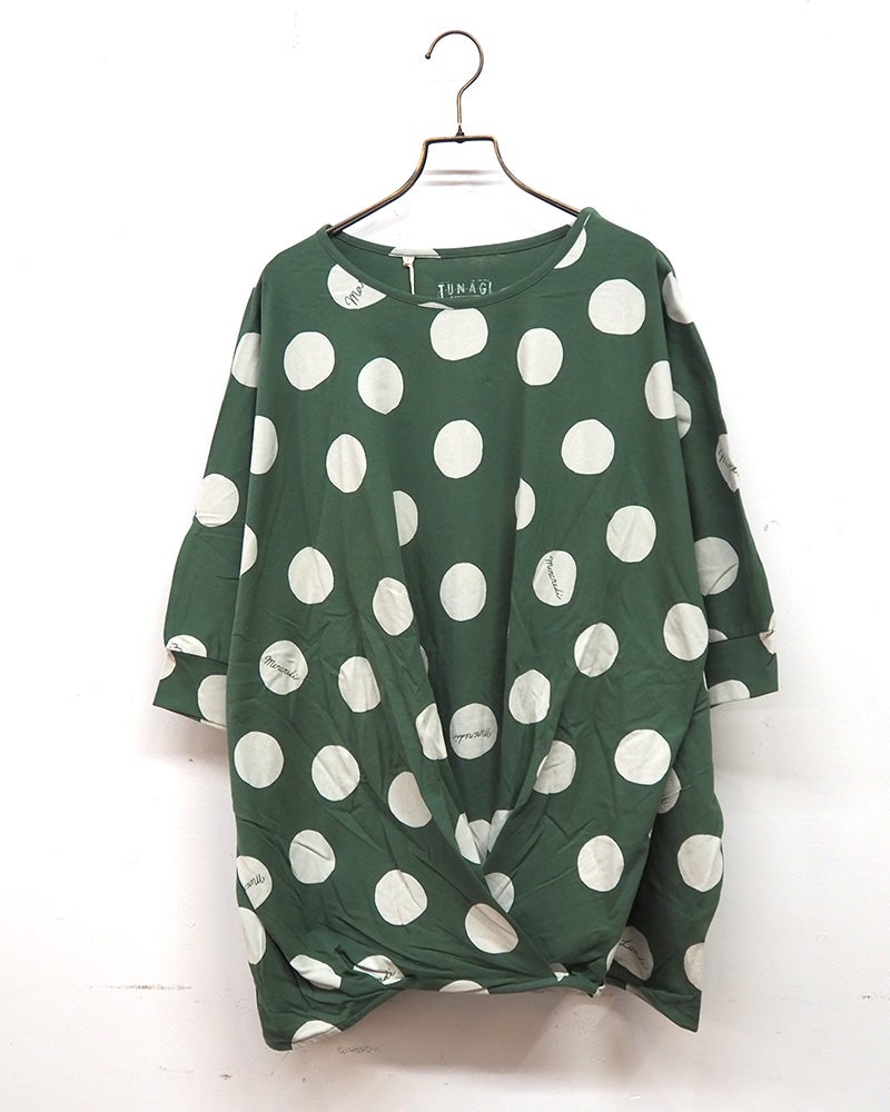 LIME.INC 天竺中水玉柄カシュクール ドルマン カシュクール トップス Tシャツ