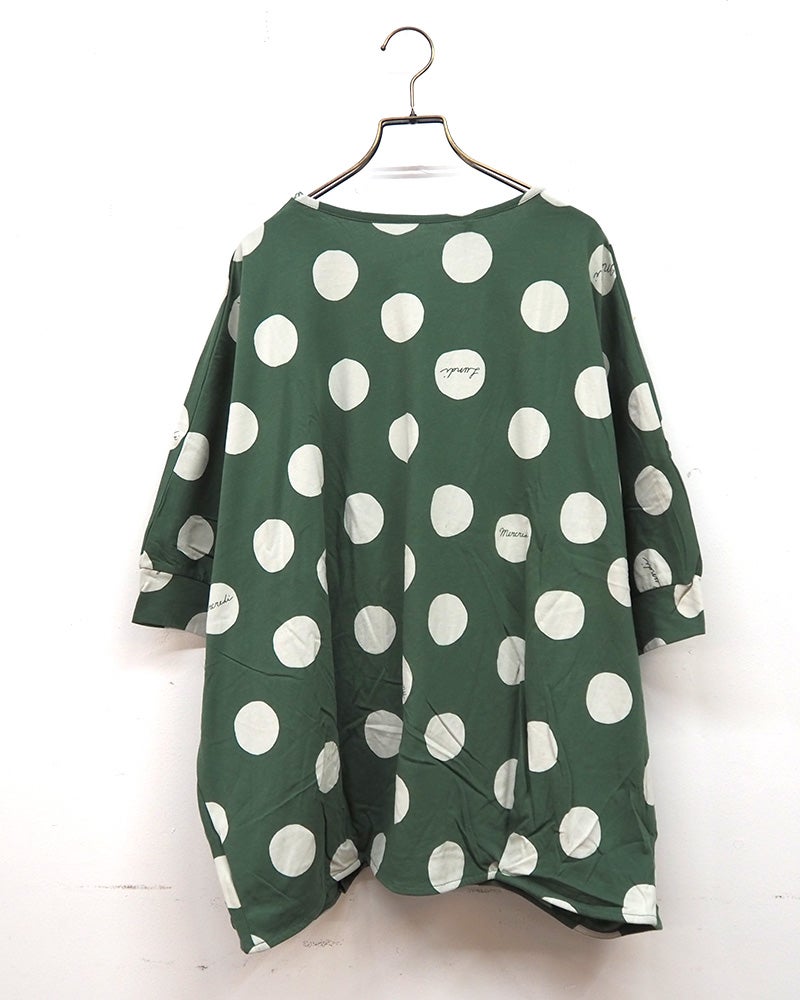 LIME.INC 天竺中水玉柄カシュクール ドルマン カシュクール トップス Tシャツ
