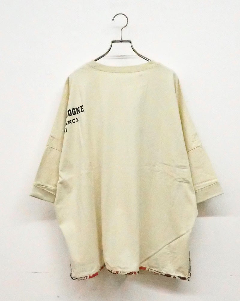 LIME.INC 天竺柄布帛ポケットスカーフT 天竺×柄布帛 スカーフ柄ポケット 半袖 Tシャツ
