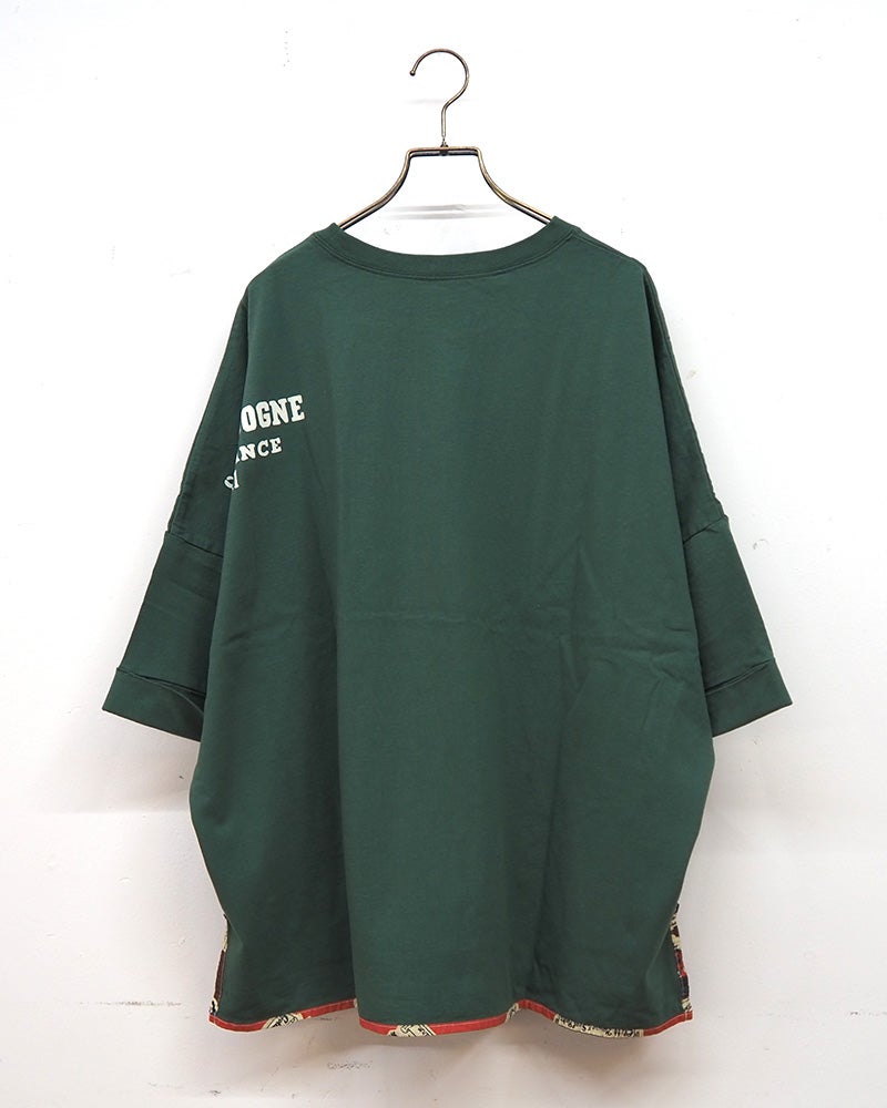 LIME.INC 天竺柄布帛ポケットスカーフT 天竺×柄布帛 スカーフ柄ポケット 半袖 Tシャツ