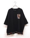 LIME.INC 天竺柄布帛ポケットスカーフT 天竺×柄布帛 スカーフ柄ポケット 半袖 Tシャツ