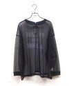LIME.INC チュール無地カレッジロンT チュール 袖配色 前後カレッジ GREAT LAND ロゴ プリント シアー トップス
