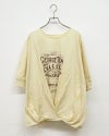 LIME.INC 無地天竺カシュクール前身プリント 無地天竺 GEORGE TOWN ロゴ カシュクール ドルマン Tシャツ