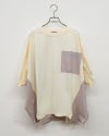 limiless リミレス メッシュポケットプルオーバー 半袖カットソーTシャツ フロント胸メッシュポケット サイド裾異素材メッシュ生地配色切り替えデザイン ヘム仕様
