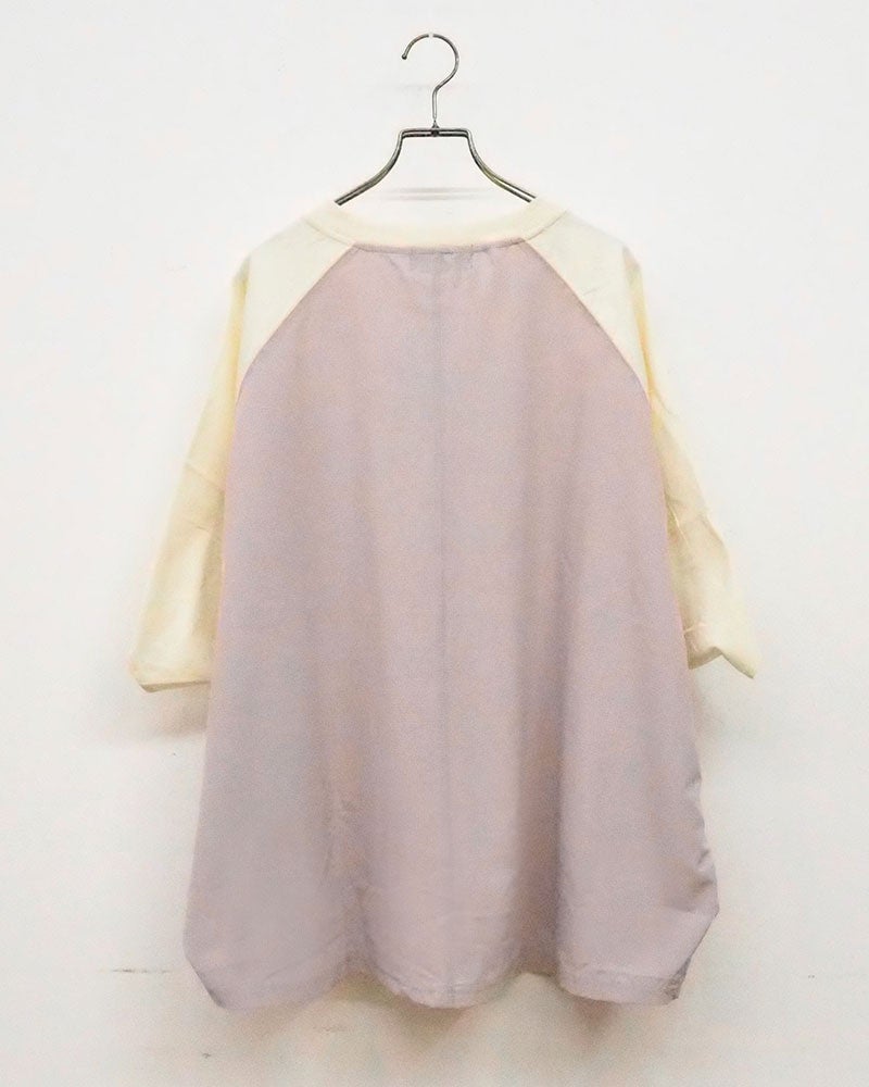 limiless リミレス メッシュポケットプルオーバー 半袖カットソーTシャツ フロント胸メッシュポケット サイド裾異素材メッシュ生地配色切り替えデザイン ヘム仕様