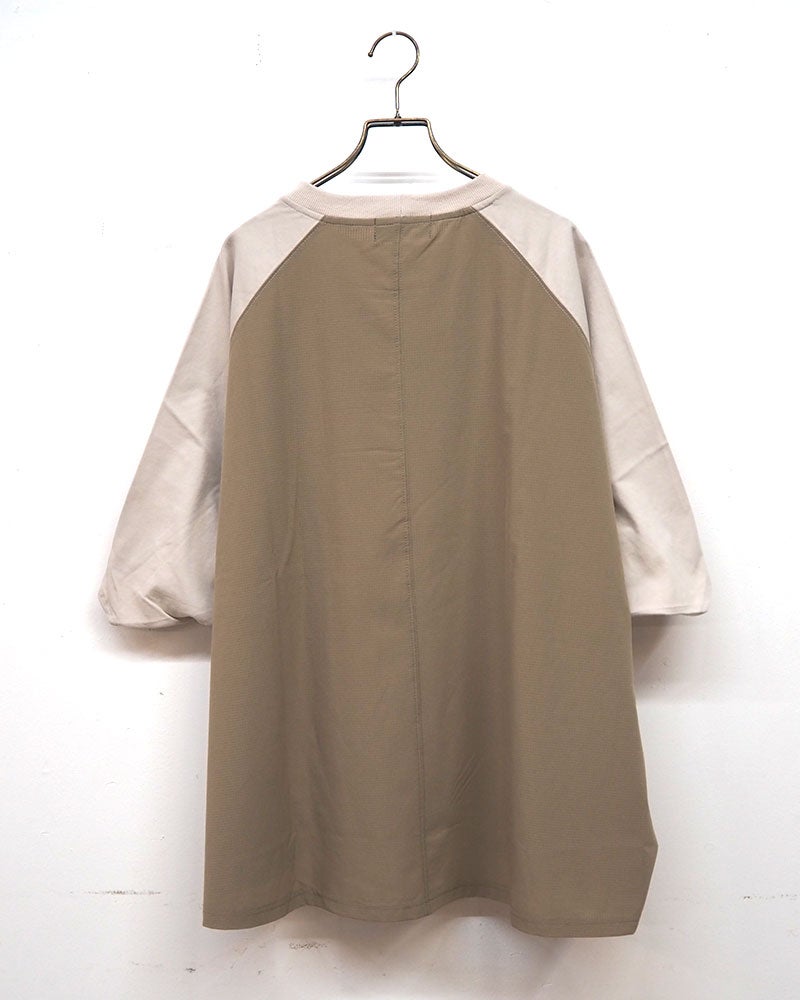 limiless リミレス メッシュポケットプルオーバー 半袖カットソーTシャツ フロント胸メッシュポケット サイド裾異素材メッシュ生地配色切り替えデザイン ヘム仕様