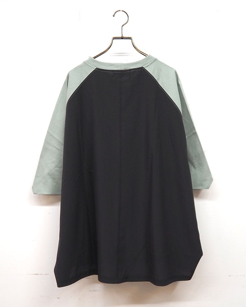 limiless リミレス メッシュポケットプルオーバー 半袖カットソーTシャツ フロント胸メッシュポケット サイド裾異素材メッシュ生地配色切り替えデザイン ヘム仕様