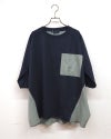 limiless リミレス メッシュポケットプルオーバー 半袖カットソーTシャツ フロント胸メッシュポケット サイド裾異素材メッシュ生地配色切り替えデザイン ヘム仕様