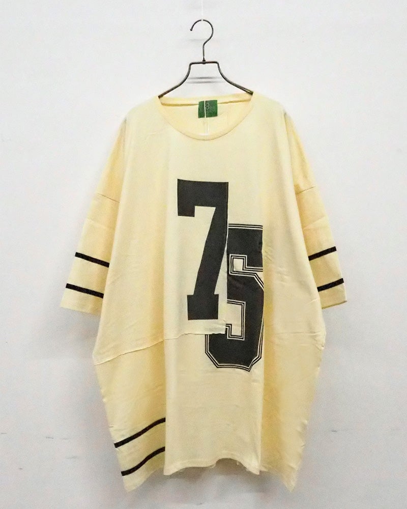8Laboratory エイトラボラトリー 天竺ナンバーリメイク風BIG T 半袖カットソービッグTシャツ フロント ワイドシルエット フリーサイズ