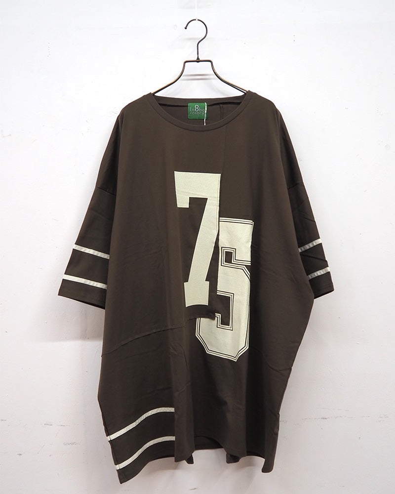 8Laboratory エイトラボラトリー 天竺ナンバーリメイク風BIG T 半袖カットソービッグTシャツ フロント ワイドシルエット フリーサイズ