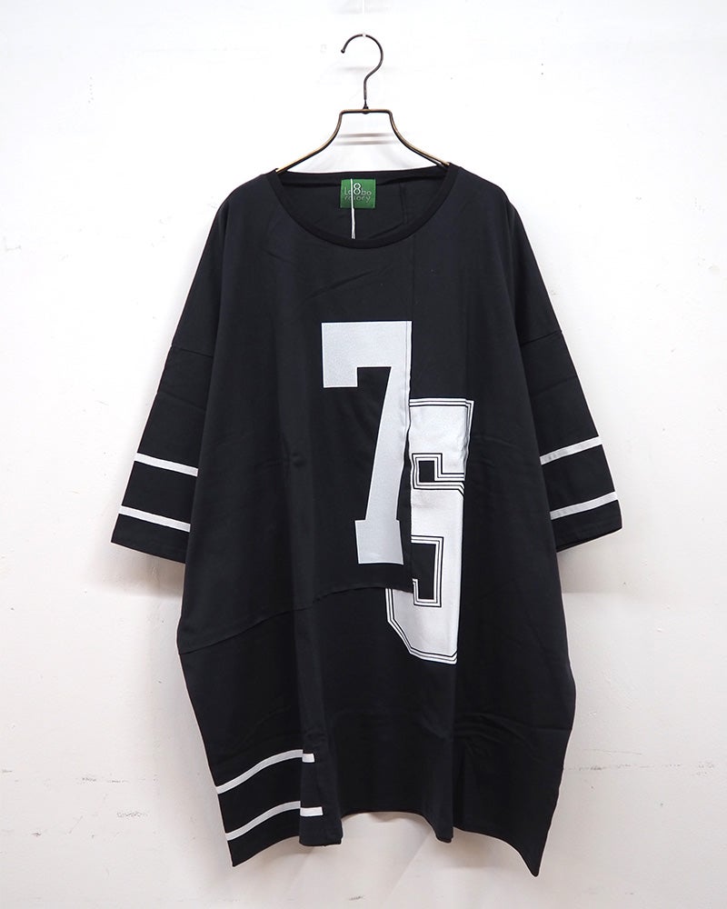 8Laboratory エイトラボラトリー 天竺ナンバーリメイク風BIG T 半袖カットソービッグTシャツ フロント ワイドシルエット フリーサイズ