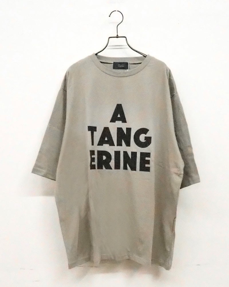 limiless リミレス ブラストパウダー加工プリント6分袖Tシャツ カットソー半端袖 フロント ロゴプリント ブラストパウダーフェード加工ヴィンテージ風生地 ドロップショルダーワイドビッグシルエット フリーサイズ