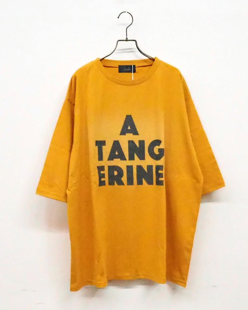 limiless リミレス ブラストパウダー加工プリント6分袖Tシャツ カットソー半端袖 フロント ロゴプリント ブラストパウダーフェード加工ヴィンテージ風生地 ドロップショルダーワイドビッグシルエット フリーサイズ