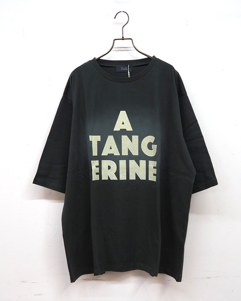 limiless リミレス ブラストパウダー加工プリント6分袖Tシャツ カットソー半端袖 フロント ロゴプリント ブラストパウダーフェード加工ヴィンテージ風生地 ドロップショルダーワイドビッグシルエット フリーサイズ
