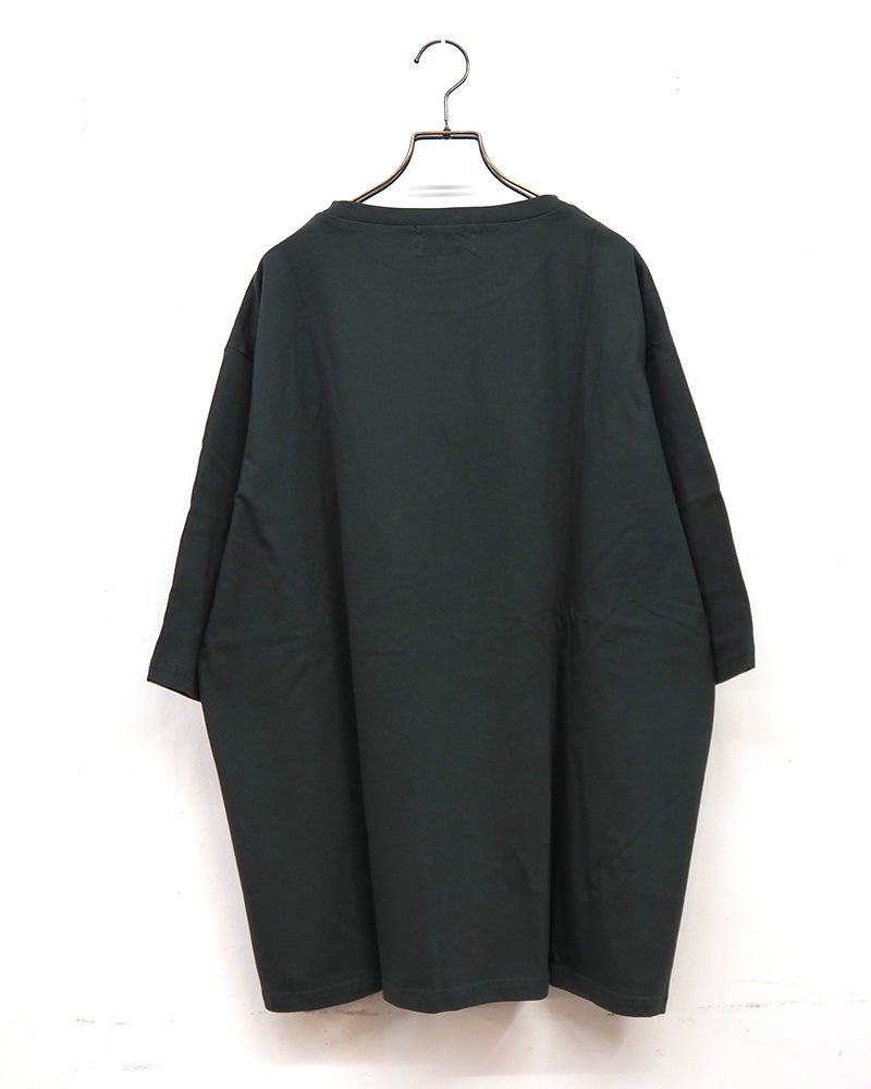limiless リミレス ブラストパウダー加工プリント6分袖Tシャツ カットソー半端袖 フロント ロゴプリント ブラストパウダーフェード加工ヴィンテージ風生地 ドロップショルダーワイドビッグシルエット フリーサイズ