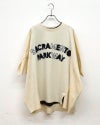 limiless リミレス 刺繍Tシャツアンサンブル 2点セット 半袖カットソー ロゴくり抜きカットワーク刺繍 配色レイヤード 首元裾のぞかせ インナーセット ドルマンスリーブ ゆったり ビッグシルエット フリーサイズ アメカジ ストリート カジュアル夏コーデ
