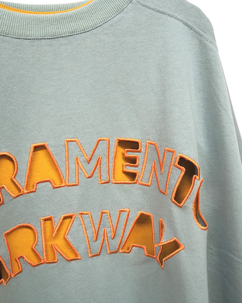 limiless リミレス 刺繍Tシャツアンサンブル 2点セット 半袖カットソー ロゴくり抜きカットワーク刺繍 配色レイヤード 首元裾のぞかせ インナーセット ドルマンスリーブ ゆったり ビッグシルエット フリーサイズ アメカジ ストリート カジュアル夏コーデ