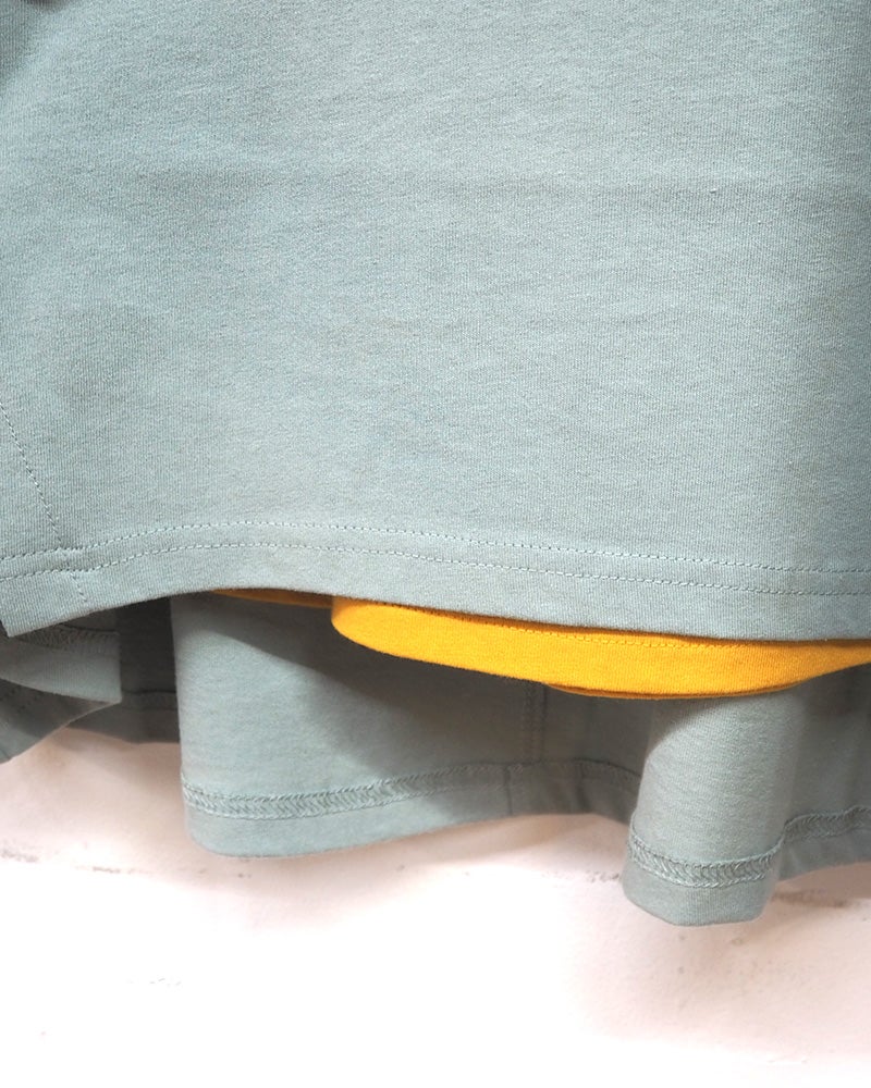 limiless リミレス 刺繍Tシャツアンサンブル 2点セット 半袖カットソー ロゴくり抜きカットワーク刺繍 配色レイヤード 首元裾のぞかせ インナーセット ドルマンスリーブ ゆったり ビッグシルエット フリーサイズ アメカジ ストリート カジュアル夏コーデ