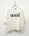 limiless リミレス moiピグメント裾スリットプルオーバー 半袖Tシャツ カットソー moi英字ロゴプリント ピグメント加工 ヴィンテージ風 古着風 フェード感 綿100％ 16番手天竺生地 厚手 袖口スリット ドロップショルダー ゆったり オーバーサイズ フリーサイズ 大人カジュアル 夏コーデ
