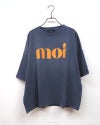 limiless リミレス moiピグメント裾スリットプルオーバー 半袖Tシャツ カットソー moi英字ロゴプリント ピグメント加工 ヴィンテージ風 古着風 フェード感 綿100％ 16番手天竺生地 厚手 袖口スリット ドロップショルダー ゆったり オーバーサイズ フリーサイズ 大人カジュアル 夏コーデ