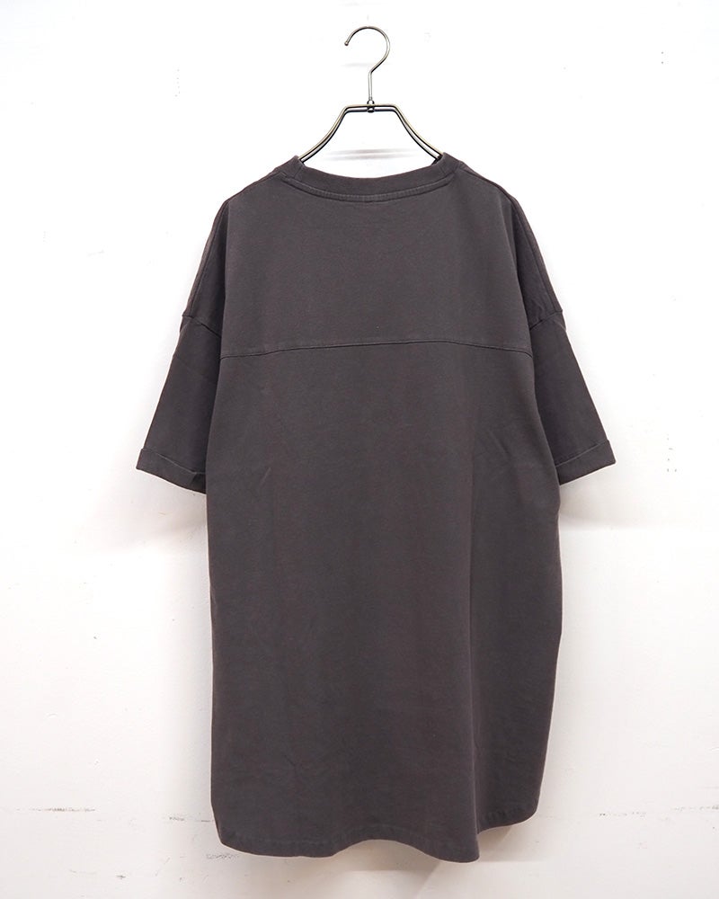 天竺パウダー加工デニムロゴパッチワーク