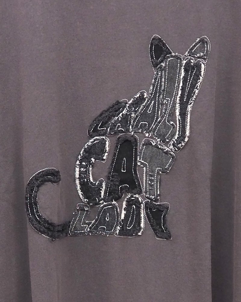 天竺パウダー加工デニムロゴパッチワーク