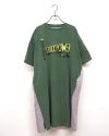 LIME.INC ライムインク 配色半袖チュニック ロングTシャツ 前後プリント バックプリント ケミカルウォッシュ加工 ヴィンテージ風 配色切り替え 綿100％天竺 サイドスリット 配色ステッチ チュニック丈 ゆったり ビッグシルエット フリーサイズ アメカジ ストリート夏コーデ
