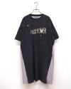 LIME.INC ライムインク 配色半袖チュニック ロングTシャツ 前後プリント バックプリント ケミカルウォッシュ加工 ヴィンテージ風 配色切り替え 綿100％天竺 サイドスリット 配色ステッチ チュニック丈 ゆったり ビッグシルエット フリーサイズ アメカジ ストリート夏コーデ