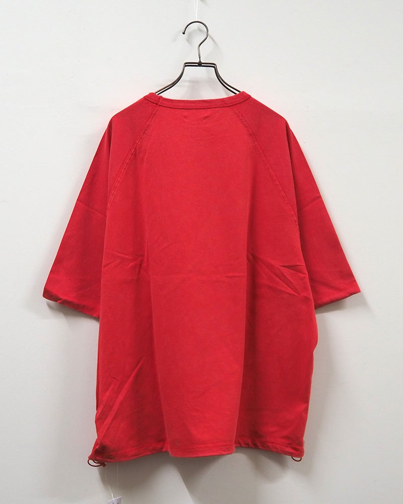 8Laboratory エイトラボラトリー ラグランパンサーT 半袖Tシャツ カットソー フロッキープリント カレッジロゴ PANTHERS ピグメント加工 ヴィンテージ風 裾ドローストリング 裾絞りバルーンシルエット ラグランスリーブ コットン天竺 ゆったり フリーサイズ アメカジ夏コーデ