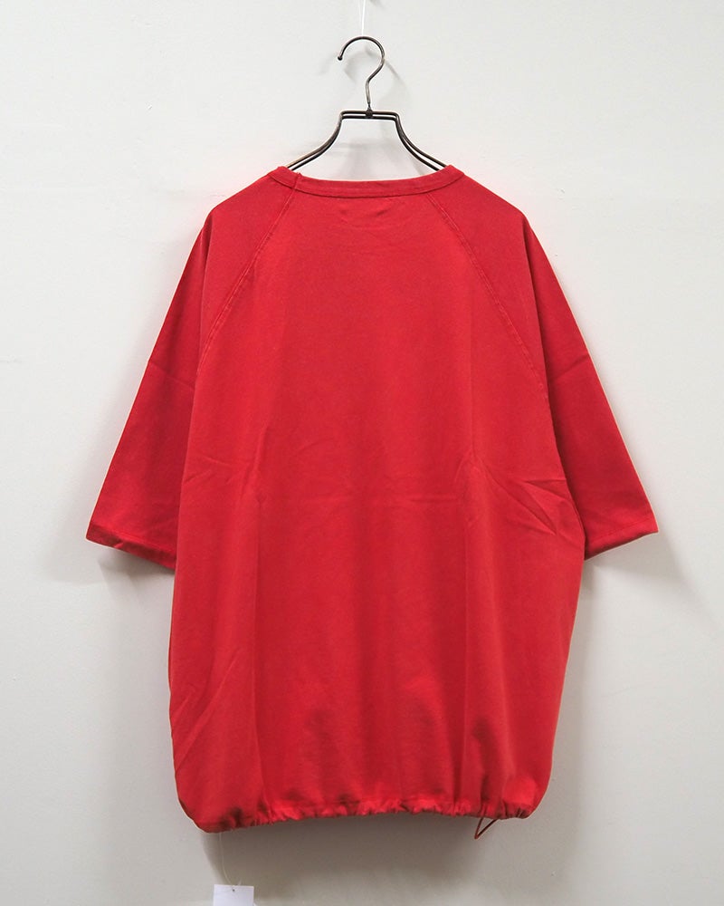 8Laboratory エイトラボラトリー ラグランパンサーT 半袖Tシャツ カットソー フロッキープリント カレッジロゴ PANTHERS ピグメント加工 ヴィンテージ風 裾ドローストリング 裾絞りバルーンシルエット ラグランスリーブ コットン天竺 ゆったり フリーサイズ アメカジ夏コーデ