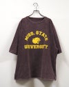 8Laboratory エイトラボラトリー ラグランパンサーT 半袖Tシャツ カットソー フロッキープリント カレッジロゴ PANTHERS ピグメント加工 ヴィンテージ風 裾ドローストリング 裾絞りバルーンシルエット ラグランスリーブ コットン天竺 ゆったり フリーサイズ アメカジ夏コーデ