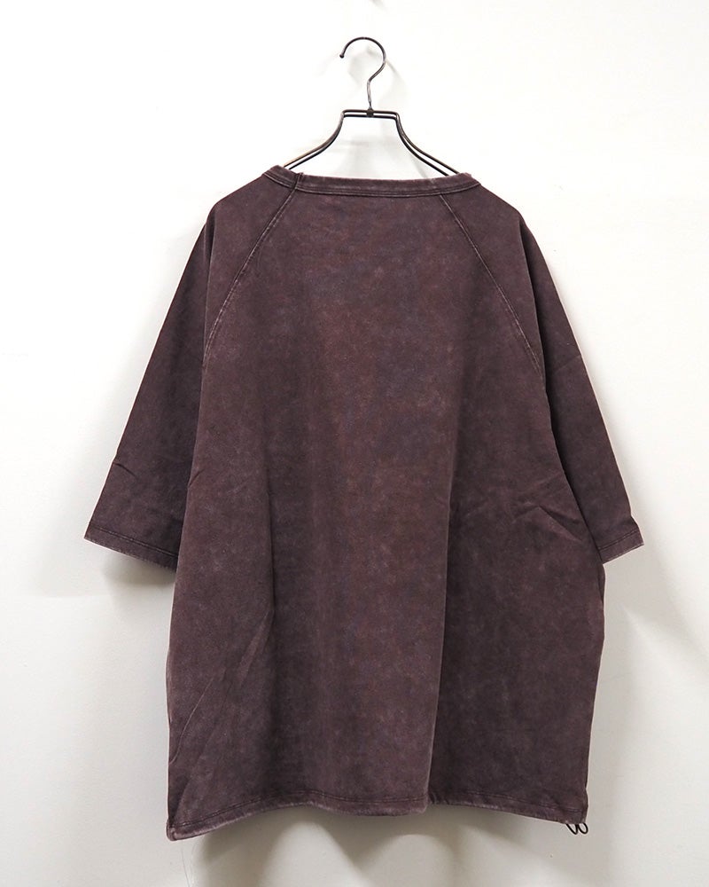 8Laboratory エイトラボラトリー ラグランパンサーT 半袖Tシャツ カットソー フロッキープリント カレッジロゴ PANTHERS ピグメント加工 ヴィンテージ風 裾ドローストリング 裾絞りバルーンシルエット ラグランスリーブ コットン天竺 ゆったり フリーサイズ アメカジ夏コーデ